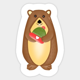 Cute groundhog carries hat. Sticker